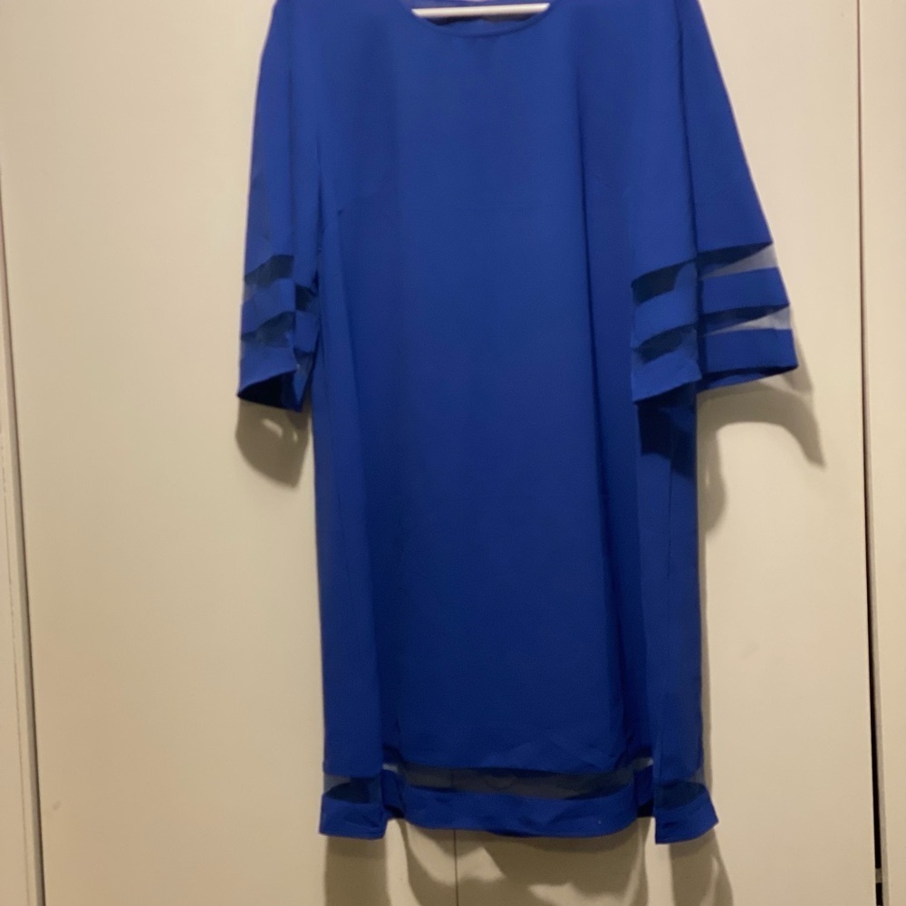Blue Sheer Sleeve Dress